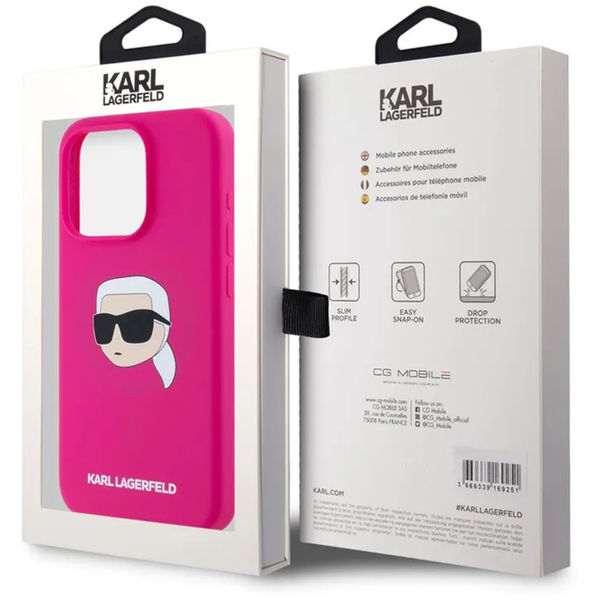 Karl Lagerfeld - Silicone MagSafe (KLHMP15SSKHPPLF) - iPhone 15 - Fuchsia Karl`s Head
