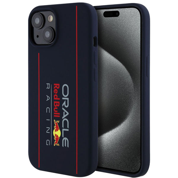 Red Bull Racing - Silicone Oversize Vertical Logo MagSafe (RBHMP15S24SIOLRV) - iPhone 15 - Navy
