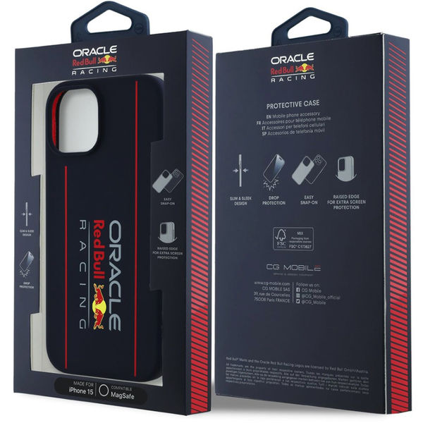 Red Bull Racing - Silicone Oversize Vertical Logo MagSafe (RBHMP15S24SIOLRV) - iPhone 15 - Navy