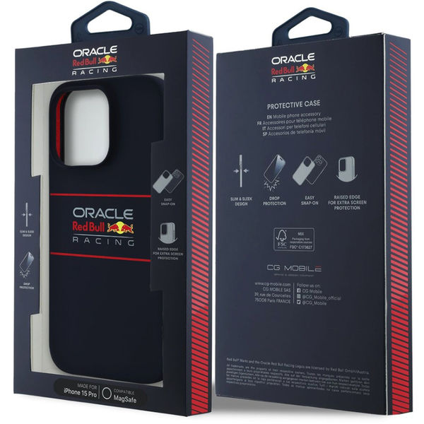Red Bull Racing - Silicone Oversize Vertical Logo MagSafe (RBHMP15L24SIOLRV) - iPhone 15 Pro - Navy