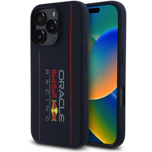 Red Bull Racing - Silicone Oversize Vertical Logo MagSafe (RBHMP16L24SIOLRV) - iPhone 16 Pro - Navy