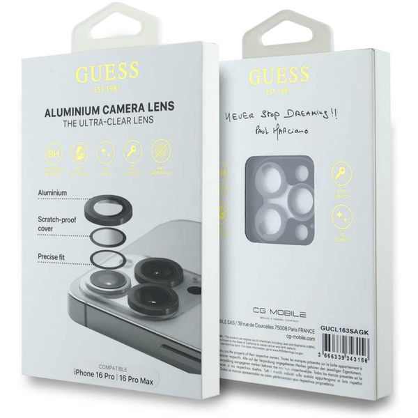 Guess - Protective Lens (GUCL163SAGK) - iPhone 16 Pro / iPhone 16 Pro Max - Metal Black