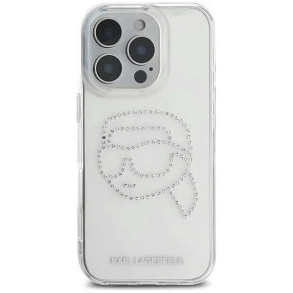 Karl Lagerfeld - IML Rhinestones (KLHCP16LHKHDCELT) - iPhone 16 Pro - Karl Head Transparent