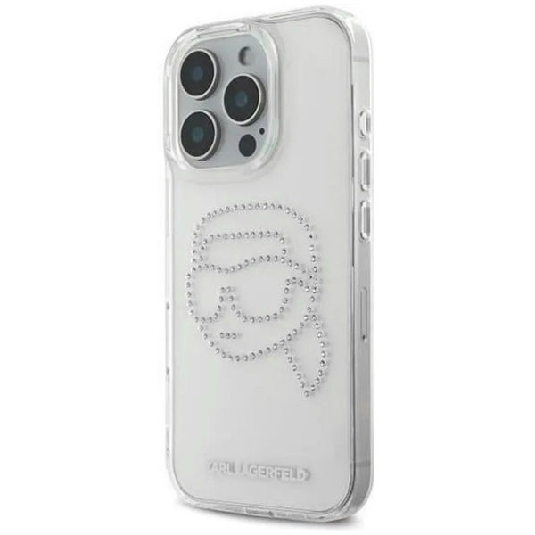 Karl Lagerfeld - IML Rhinestones (KLHCP16LHKHDCELT) - iPhone 16 Pro - Karl Head Transparent