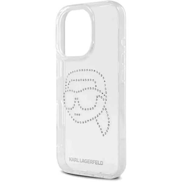 Karl Lagerfeld - IML Rhinestones (KLHCP16LHKHDCELT) - iPhone 16 Pro - Karl Head Transparent