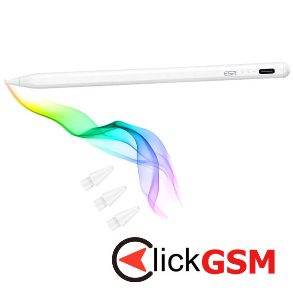 ESR - Stylus Pen (6C00107) - for iPad, Magnetic Attachment, Bluetooth, Type-C, Palm Rejection, Tilt Sensitivity - White