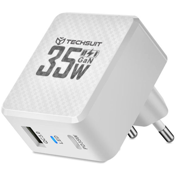 Techsuit - Premium Wall Charger Tiny Series (CHPD173) - GaN, USB, Type-C, Fast Charge, PD35W - White