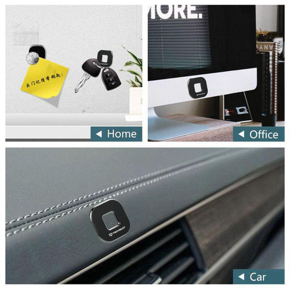 Techsuit - Phone Holder Tiny Series (HOLD210) - Dashboard Magnetic Grip, Multipurpose Use, Quadrilateral, 2 Metal Plates - Black