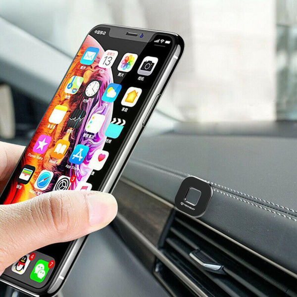 Techsuit - Phone Holder Tiny Series (HOLD210) - Dashboard Magnetic Grip, Multipurpose Use, Quadrilateral, 2 Metal Plates - Black