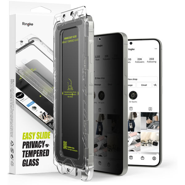 Ringke - Easy Slide Privacy Tempered Glass (2 pack) - Samsung Galaxy S25 Plus - Black