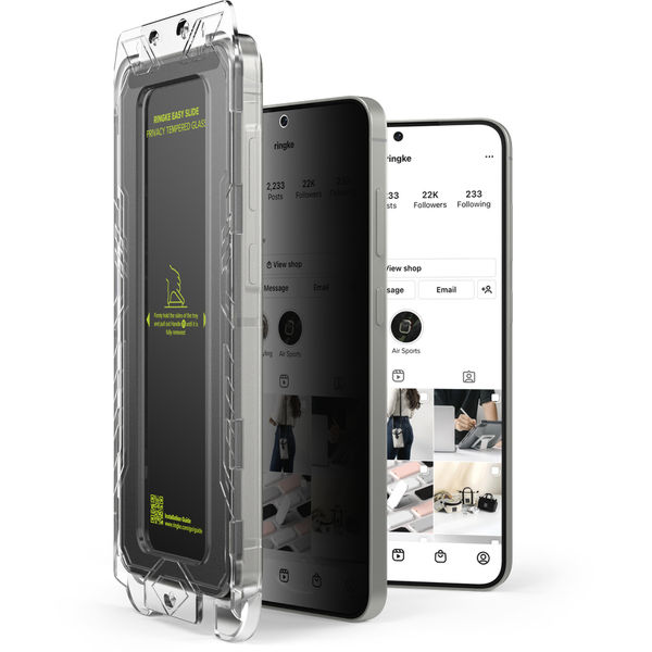 Ringke - Easy Slide Privacy Tempered Glass (2 pack) - Samsung Galaxy S25 Plus - Black