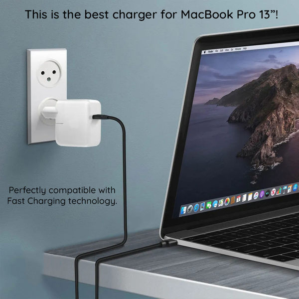 Apple - Original Wall Charger (MRW22ZM/A) - for MacBook Pro Retina 13, Type-C, 61W - White (Blister Packing)