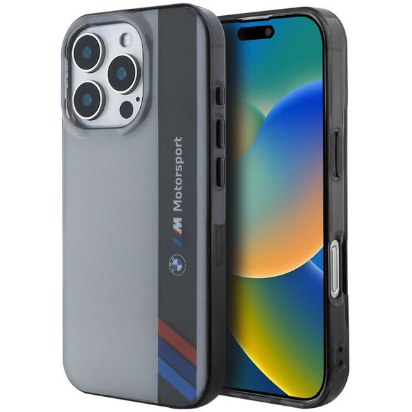 BMW - Hardcase Motorsport IML Vertical Stripe (BMHCP16X23HTFEG) - iPhone 16 Pro Max - Grey