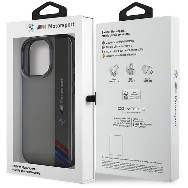 BMW - Hardcase Motorsport IML Vertical Stripe (BMHCP16X23HTFEG) - iPhone 16 Pro Max - Grey