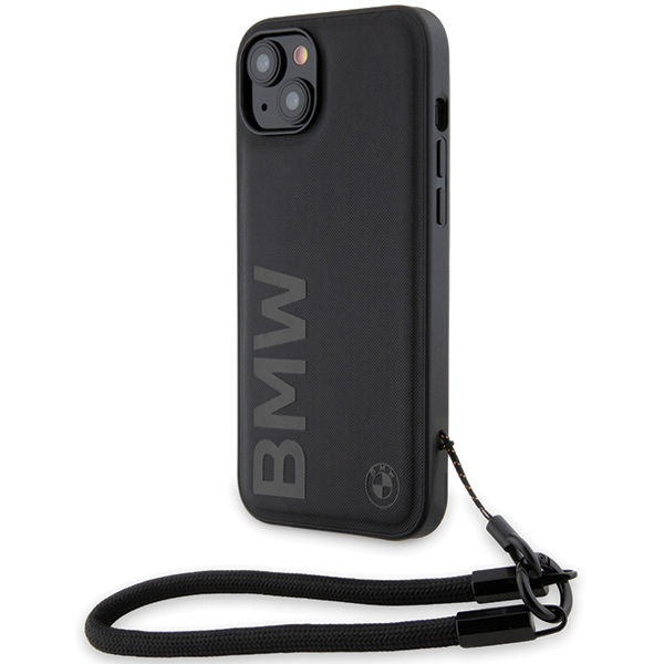 BMW - Signature Leather Wordmark Cord (BMHCP15S23RMRLK) - iPhone 15 - Black