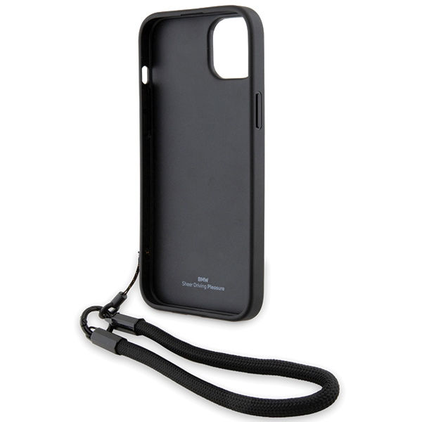BMW - Signature Leather Wordmark Cord (BMHCP15S23RMRLK) - iPhone 15 - Black
