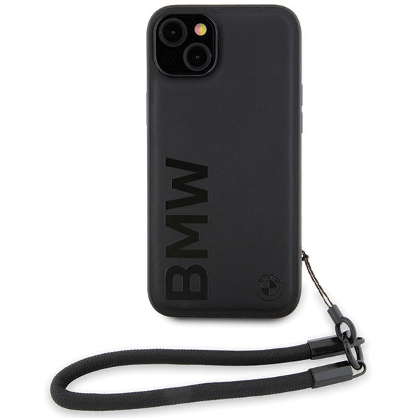 BMW - Signature Leather Wordmark Cord (BMHCP15S23RMRLK) - iPhone 15 - Black