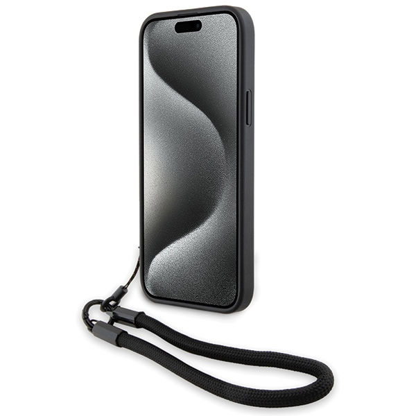 BMW - Signature Leather Wordmark Cord (BMHCP15S23RMRLK) - iPhone 15 - Black