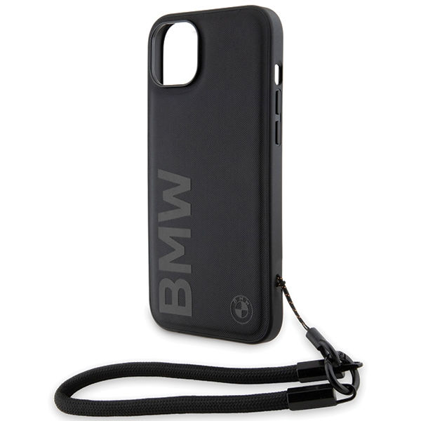 BMW - Signature Leather Wordmark Cord (BMHCP15S23RMRLK) - iPhone 15 - Black