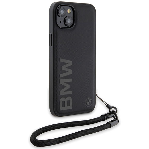 BMW - Signature Leather Wordmark Cord (BMHCP15S23RMRLK) - iPhone 15 - Black