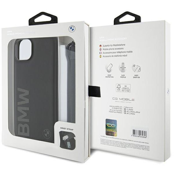 BMW - Signature Leather Wordmark Cord (BMHCP15S23RMRLK) - iPhone 15 - Black