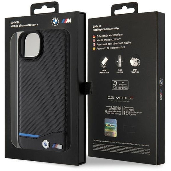 BMW - Leather Carbon (BMHCP15M22NBCK) - iPhone 15 Plus - Black