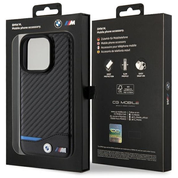 BMW - Leather Carbon MagSafe (BMHMP15L22NBCK) - iPhone 15 Pro - Black