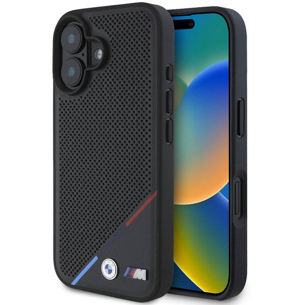 BMW - Hardcase M Perforated Tricolor Line MagSafe (BMHMP16S23PUPDK) - iPhone 16 - Black