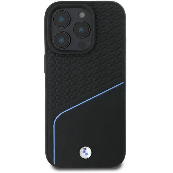 BMW - Signature Leather Textured And Line MagSafe (BMHMP16X23RDCLK) - iPhone 16 Pro Max - Black