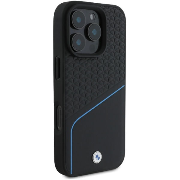 BMW - Signature Leather Textured And Line MagSafe (BMHMP16X23RDCLK) - iPhone 16 Pro Max - Black