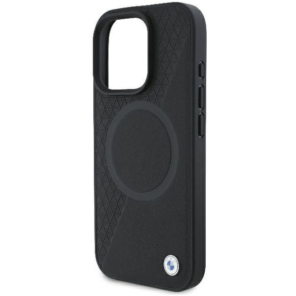 BMW - Signature Leather Half Textured And Circle MagSafe (BMHMP16L23RTPK) - iPhone 16 Pro - Black