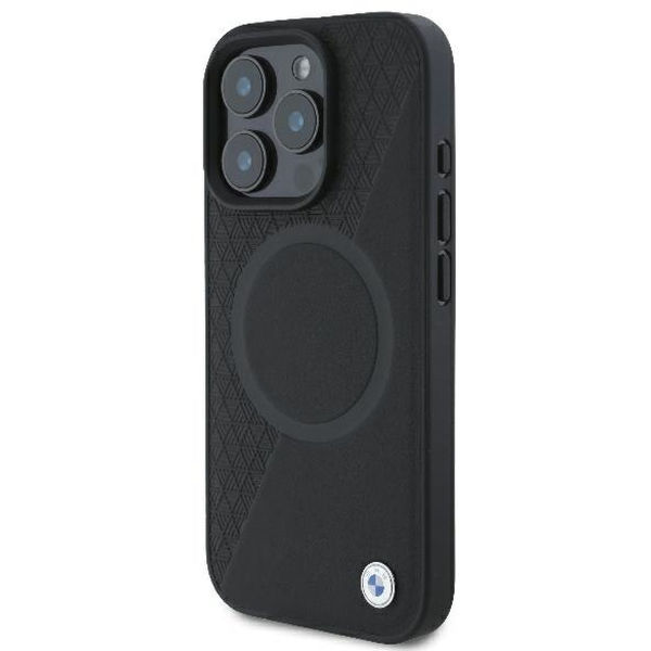 BMW - Signature Leather Half Textured And Circle MagSafe (BMHMP16L23RTPK) - iPhone 16 Pro - Black