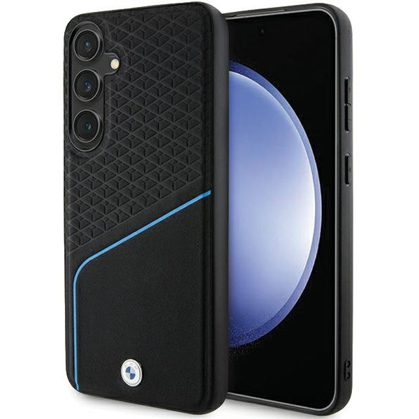 BMW - Signature Leather Textured & Line MagSafe (BMHMS24S23RDCLK) - Samsung Galaxy S24 - Black