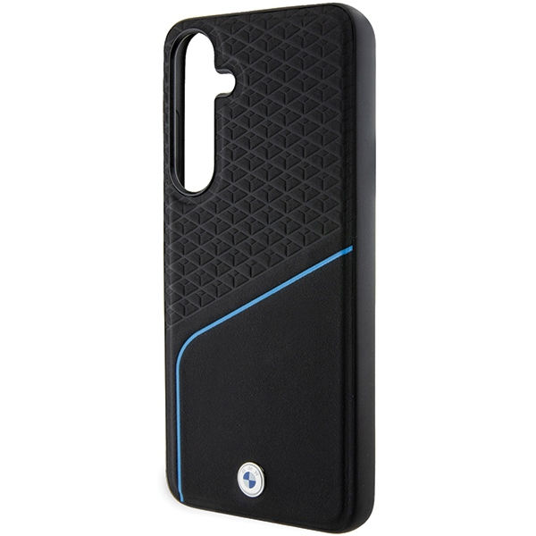 BMW - Signature Leather Textured & Line MagSafe (BMHMS24S23RDCLK) - Samsung Galaxy S24 - Black