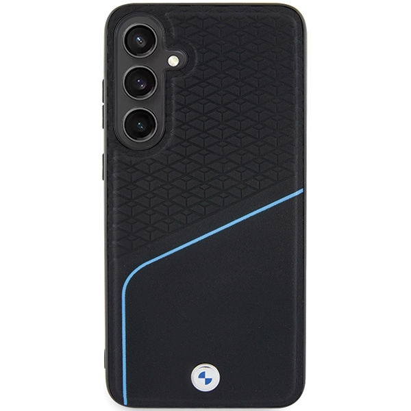 BMW - Signature Leather Textured & Line MagSafe (BMHMS24S23RDCLK) - Samsung Galaxy S24 - Black