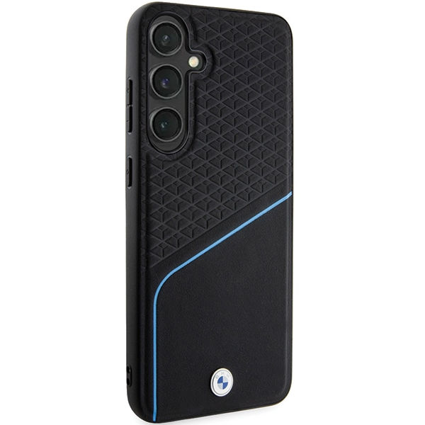 BMW - Signature Leather Textured & Line MagSafe (BMHMS24S23RDCLK) - Samsung Galaxy S24 - Black