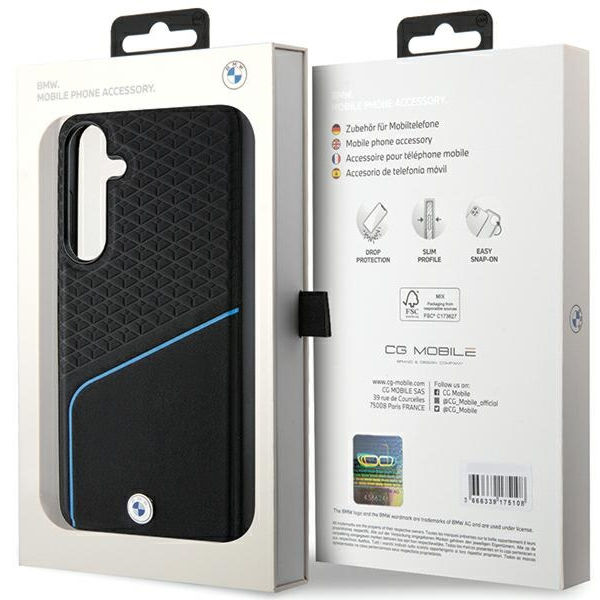 BMW - Signature Leather Textured & Line MagSafe (BMHMS24S23RDCLK) - Samsung Galaxy S24 - Black