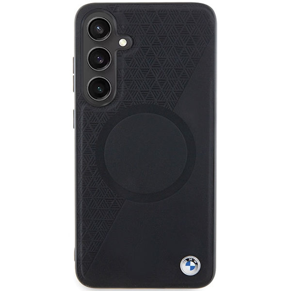 BMW - Signature Leather Half Textured & Circle MagSafe (BMHMS24M23RTPK) - Samsung Galaxy S24 Plus - Black