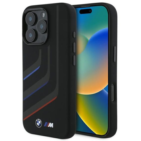 BMW - Hardcase Silicone Turning Lines MagSafe (BMHMP16L23SLIK) - iPhone 16 Pro - Black