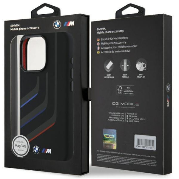 BMW - Hardcase Silicone Turning Lines MagSafe (BMHMP16L23SLIK) - iPhone 16 Pro - Black