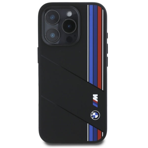 BMW - Hardcase Silicone Cut Tricolor Lines MagSafe (BMHMP16L23SCUK) - iPhone 16 Pro - Black