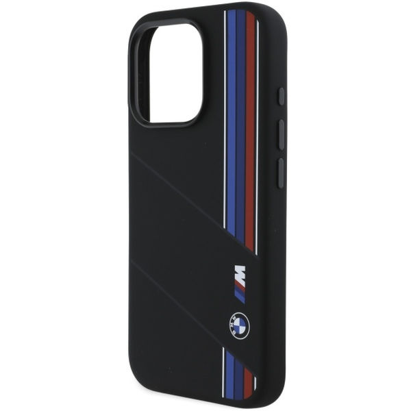 BMW - Hardcase Silicone Cut Tricolor Lines MagSafe (BMHMP16L23SCUK) - iPhone 16 Pro - Black