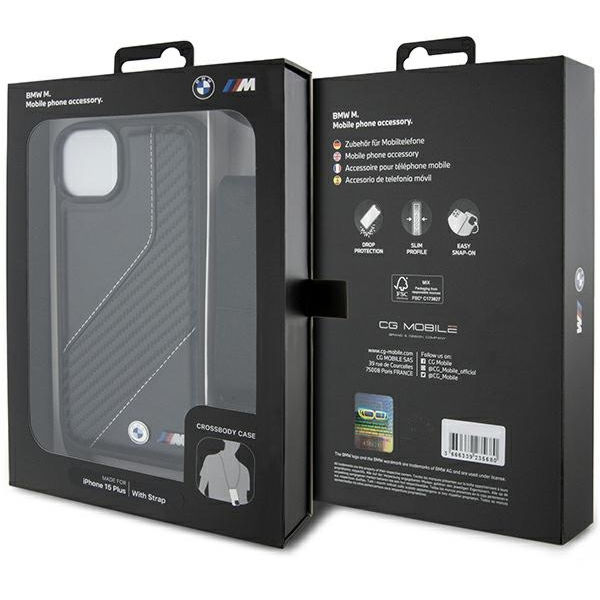 BMW - Leather M Edition Carbon Stripe & Strap (BMHCP15S23PSCCK) - iPhone 15 - Black