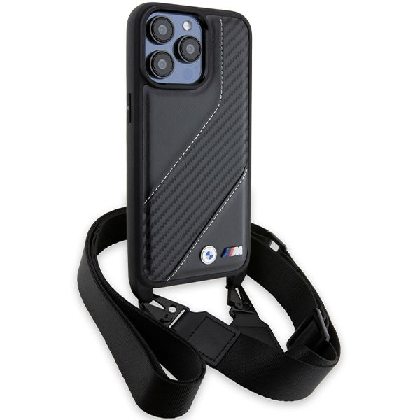 BMW - Leather M Edition Carbon Stripe & Strap (BMHCP15L23PSCCK) - iPhone 15 Pro - Black