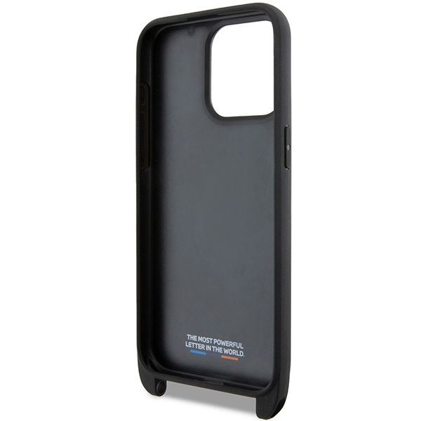 BMW - Leather M Edition Carbon Tricolor Lines & Strap (BMHCP15L23PSVTK) - iPhone 15 Pro - Black