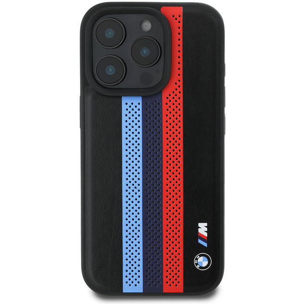 BMW - Hardcase Perforated M Perf. Tricolor Printed Stripes MagSafe (BMHMP16X23PUPTK) - iPhone 16 Pro Max - Black
