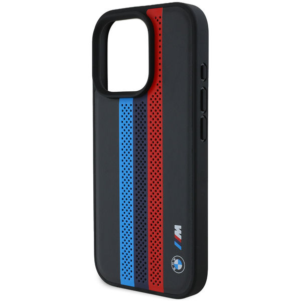 BMW - Hardcase Perforated M Perf. Tricolor Printed Stripes MagSafe (BMHMP16X23PUPTK) - iPhone 16 Pro Max - Black