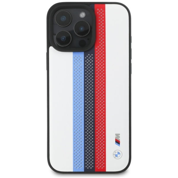 BMW - Hardcase Perforated M Perf. Tricolor Printed Stripes MagSafe (BMHMP16X23PUPTH) - iPhone 16 Pro Max - White