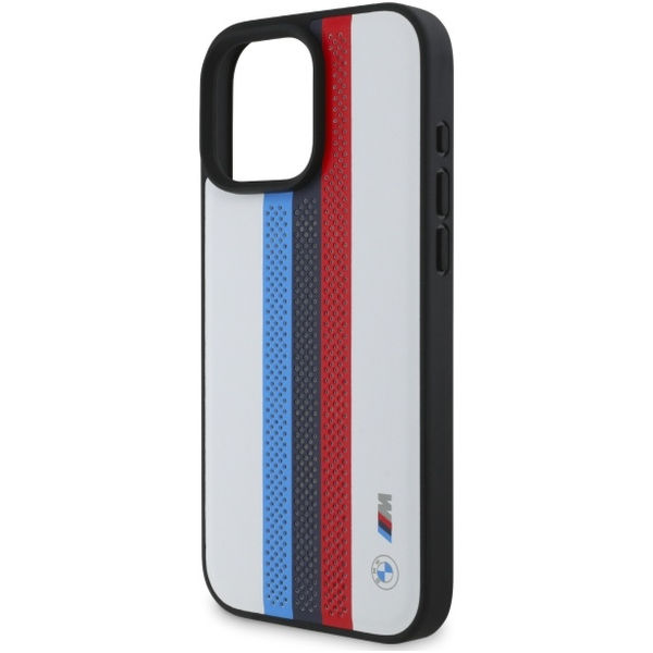 BMW - Hardcase Perforated M Perf. Tricolor Printed Stripes MagSafe (BMHMP16X23PUPTH) - iPhone 16 Pro Max - White