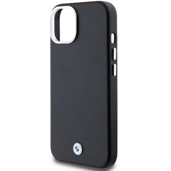BMW - Leather Signature Wrapped Metal MagSafe (BMHMP15S23PUFWK) - iPhone 15 - Black